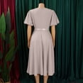 thumbnail image 7 of Ruimatai Women's Round Neck Puff Sleeve Belted A-Line Midi Dresses for Women Formal Party & Office Wear, 7 of 7