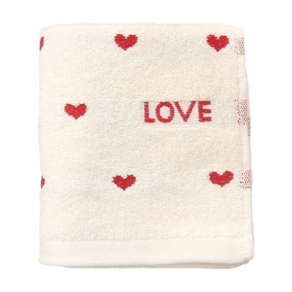 Couple Towel Pure Cotton Heart-Weave Face & Bath Towel, 29.5x13.8 in, Thick Quick-Dry Lint-Free, Ultra-Absorbent Valentine, Day Gift, White Gray Coffee, Soft & Durable for Home Spa