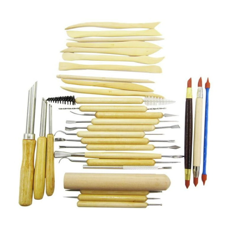 31 Set Wooden Handle Ceramic Clay Tools Set, Modeling Clay