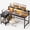 Black, variant on Romorgniz 40" L Shaped Desk with Monitor Stand, Drawer & LED Lights, Carbon Steel & Wood Office Desk for Home Office, Corner, Brown