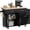 Black, variant on Frmobepts Rolling Kitchen Island with Drop Leaf, Tilt Out Kitchen Trash Cabinet 10 Gallon Storage, Kitchen Cart Island with Rubber wood Top, Spice Rack and Drawers,Black