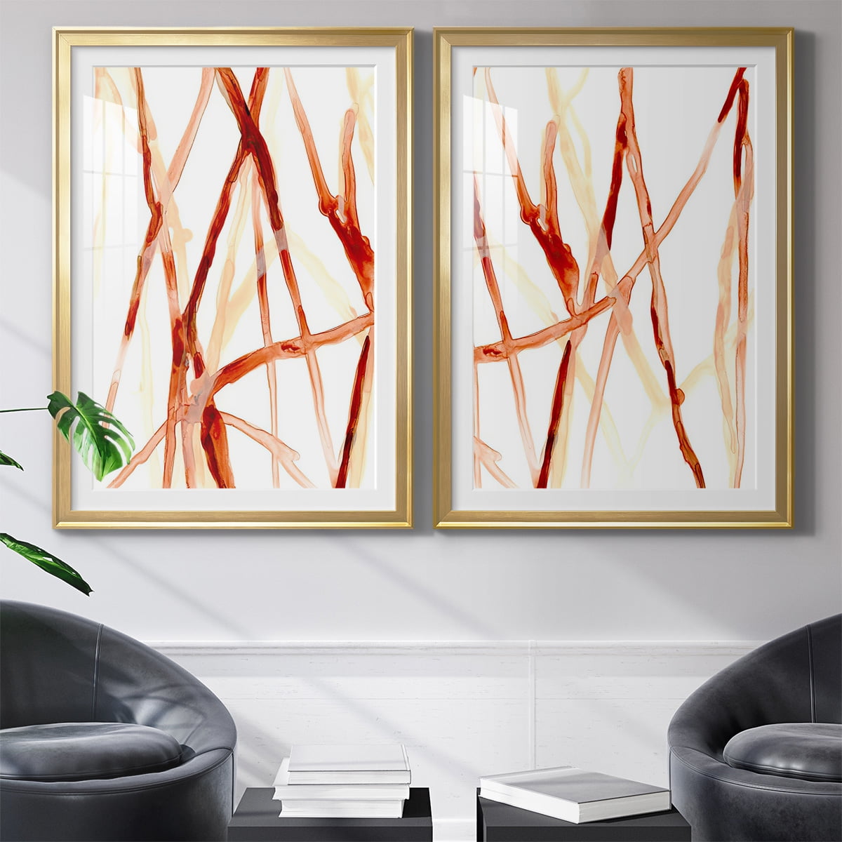 Wexford Home Runnel V Premium Framed Print, 30.5" x 42.5" - Ready to Hang, Gold (Set of 2)