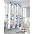 thumbnail image 3 of Blue Coastal Starfish Shower Curtain, Vintage Coral Starfish Pattern Bathroom Decor Curtains Set with Hooks, Waterproof Fabric Home Accessories， Stall 36 X 72 Inch, 3 of 6