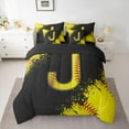 thumbnail image 2 of Manfei Boys Girls Letter Monogrammed J Bedding Comforter Set 7pcs,Sport Baseball Queen Bedding Sets Super Cozy,Graffiti Splash Queen Sheet Sets,Ultra Soft Home Decor,Reversible, 2 of 8