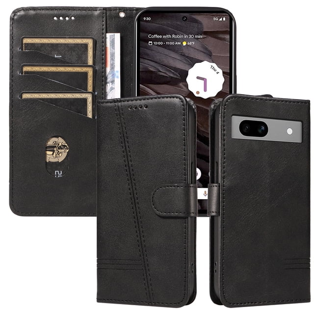 Phone Case for Google Pixel 7A 5G Magnetic PU Leather Card Slots Durable Wallet Cover