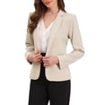 thumbnail image 4 of BLAZERS CHIC INSPIRADORES PARA MUJERES CASUAL DE NEGOCIOS CON UN BOTÓN DELANTERO Y MANGAS LARGAS CHAQUETAS DE OFICINA CON ALMOHADILLAS EN LOS HOMBROS TAMAÑO S KHAKI, 4 of 6