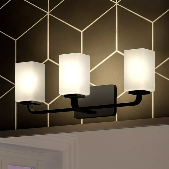 Luxury Contemporary Bath Light, 8.5H x 23.5W, with Modern Farmhouse Style, Midnight Black, UHP4330 by Urban Ambiance