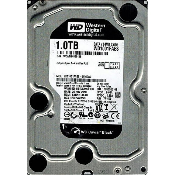 Western Digital WD1001FAES-55W7A0 1TB DCM: EARNHTJAAB