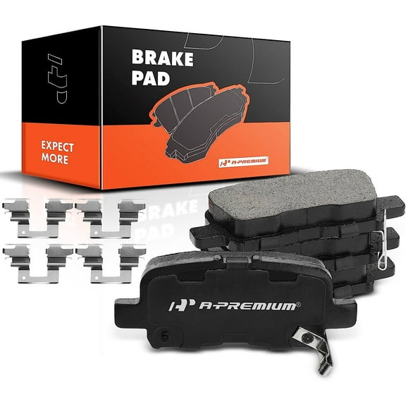 A-Premium Rear Ceramic Disc Brake Pads Set Compatible with Select Acura and Honda Models - MDX 2001-2006, Odyssey 2002-2004, Pilot 2003-2008, V6 3.5L, with Hardware, 4 Pcs