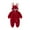 Red, variant on Toddler Baby Boys Girls Jumpsuit Hoodie Romper Long Sleeve One Piece Outfits Newborn Infant Winter Plush Warm Romper Hoody Coat