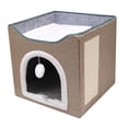 thumbnail image 2 of Cama para gatos Strade Fareast Limited cueva grande plegable y extraíble Caqui, 2 of 8