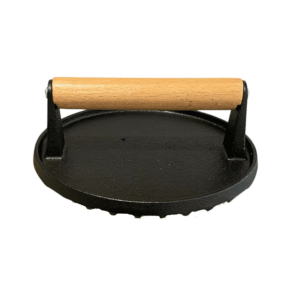 Evelots Bacon Press Cast Iron Grill Press-Heavy Duty Smash Burger Press-Solid Wood Handle