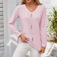 thumbnail image 4 of Women's Long Sleeve Tunic Tops Casual Cold Shoulder Blouse Shirts Pink XL, 4 of 7