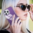 thumbnail image 5 of Compatible with iPhone 14 Pro Case Glossy Hard Electroplating Case Cute Women Girls Makeup Mirror Case Slim Soft Bumper Camera Lens Protection Screen Protector Shockproof Cover, Purple, 5 of 11