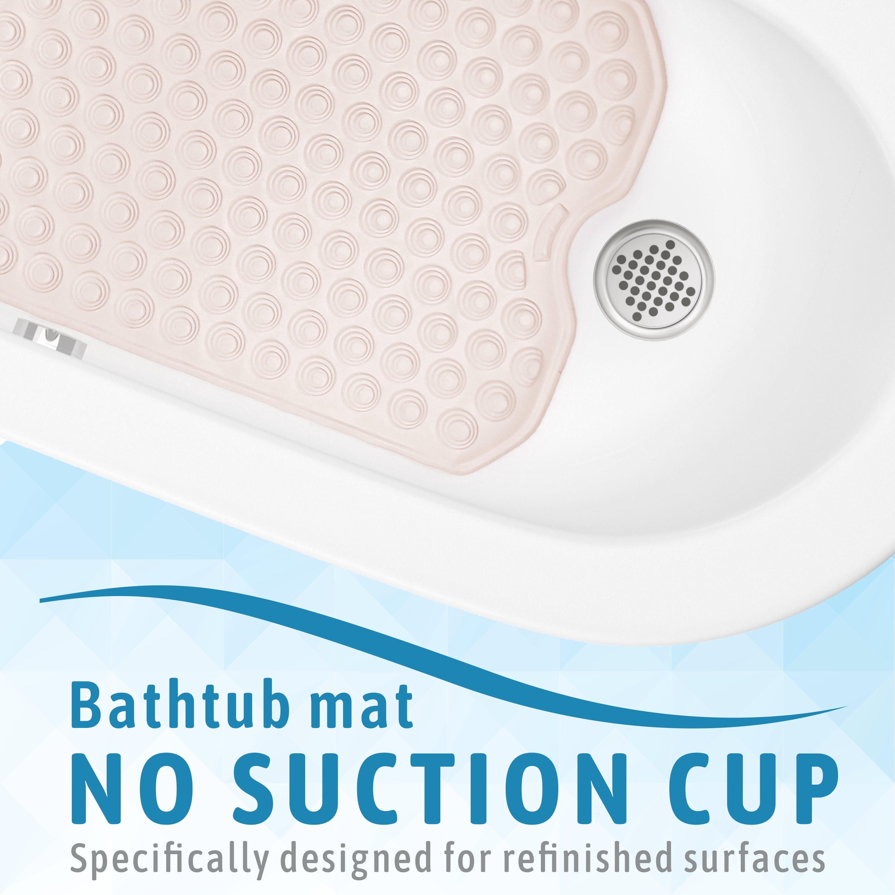 No Suction Cup Bath Mat, Made in Italy - Safe for All Ages - Bath mat for refinished tub. Will not fray Like Rubber bathmats.