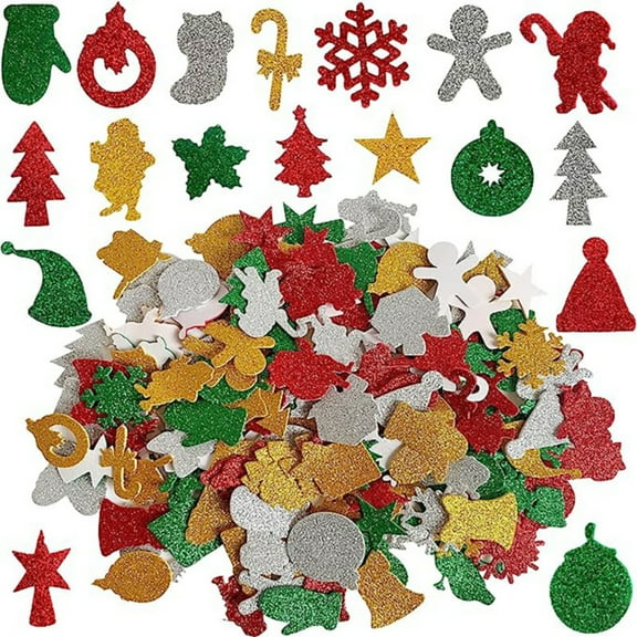 Christmas Foam Stickers Holiday Self Adhesive Craft for Decorating Party Gifts 100 Pcs