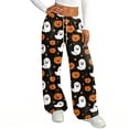 thumbnail image 4 of Fabrcox Halloween Pajama Pants Womens Ghost Pumpkin Spider Web Womens Sleep Pants Comfy Spooky Fall Winter Wide Leg Womens Lounge Pants, 4 of 5
