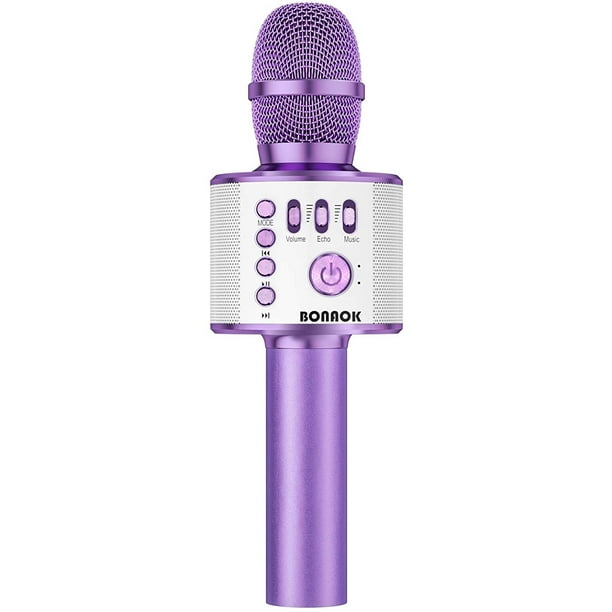 Micrófono de karaoke BONAOK Q37 inalámbrico Bluetooth Light Púrpura