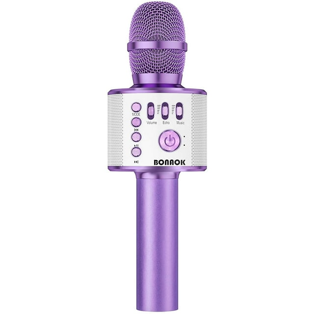 Micrófono de karaoke BONAOK Q37 inalámbrico Bluetooth Light Púrpura