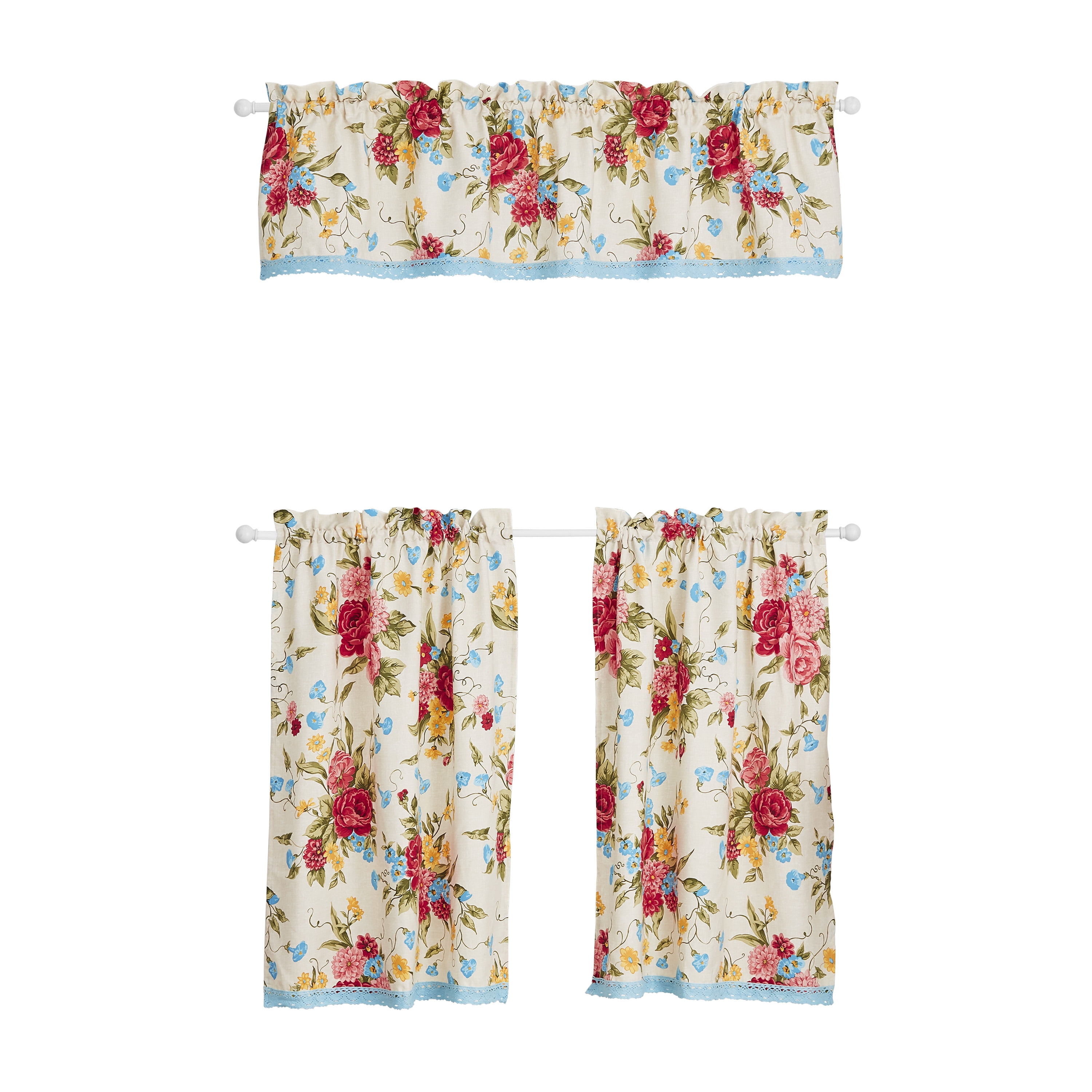 The Pioneer Woman Sweet Rose 3-Piece Tier & Valance Set
