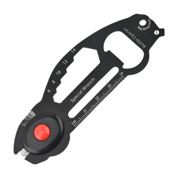 Herramienta multiusos de supervivencia de acero inoxidable con tarjeta ligera, compacta, universal para aventuras al libre, robusta, multiusos, 7
