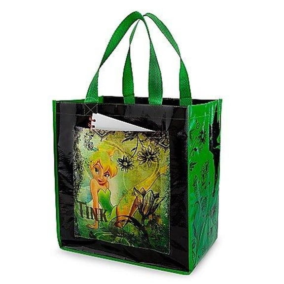 Tinker Bell Reusable Green Gift Tote Bag w/Front Pocket