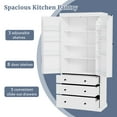thumbnail image 2 of MAYEERTY 77" Freestanding Farmhouse Kitchen Pantry – White Tall Storage Cabinet with 3 Drawers, 3 Adjustable Shelves, and 8 Door Shelves, 2 of 9