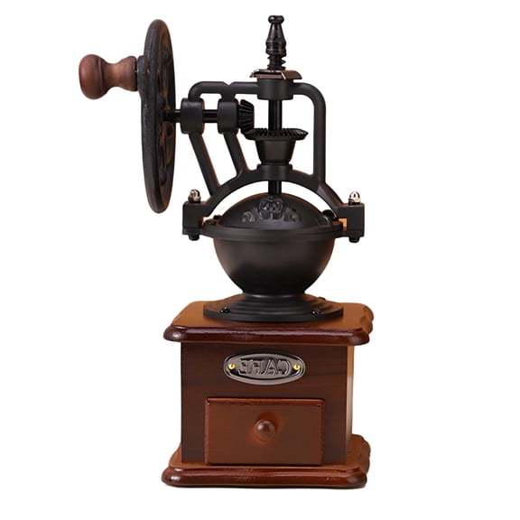 Manual Coffee Grinder Vintage Style with Ferris Wheel Design, Adjustable Coarseness Wooden Hand Crank Grinder, Retro Coffee Bean Mill for Home Kitchen Office Use