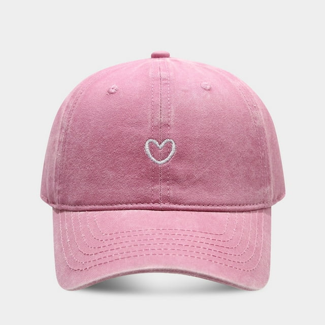 Casquette de Baseball pour Femmes, Couleur Unie, Cœur Brodé, Dessus Souple, Extérieur, Délavée