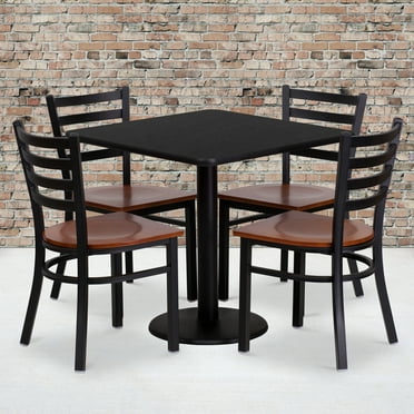 EMMA   OLIVER 5 Piece Traditional Laminate & Foam Dining Table Set, Black