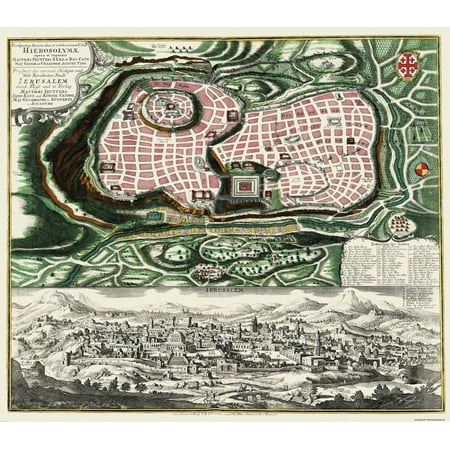 Historic Map - Jerusalem Israel Holy City - Braun 1735 - Vintage Wall Art