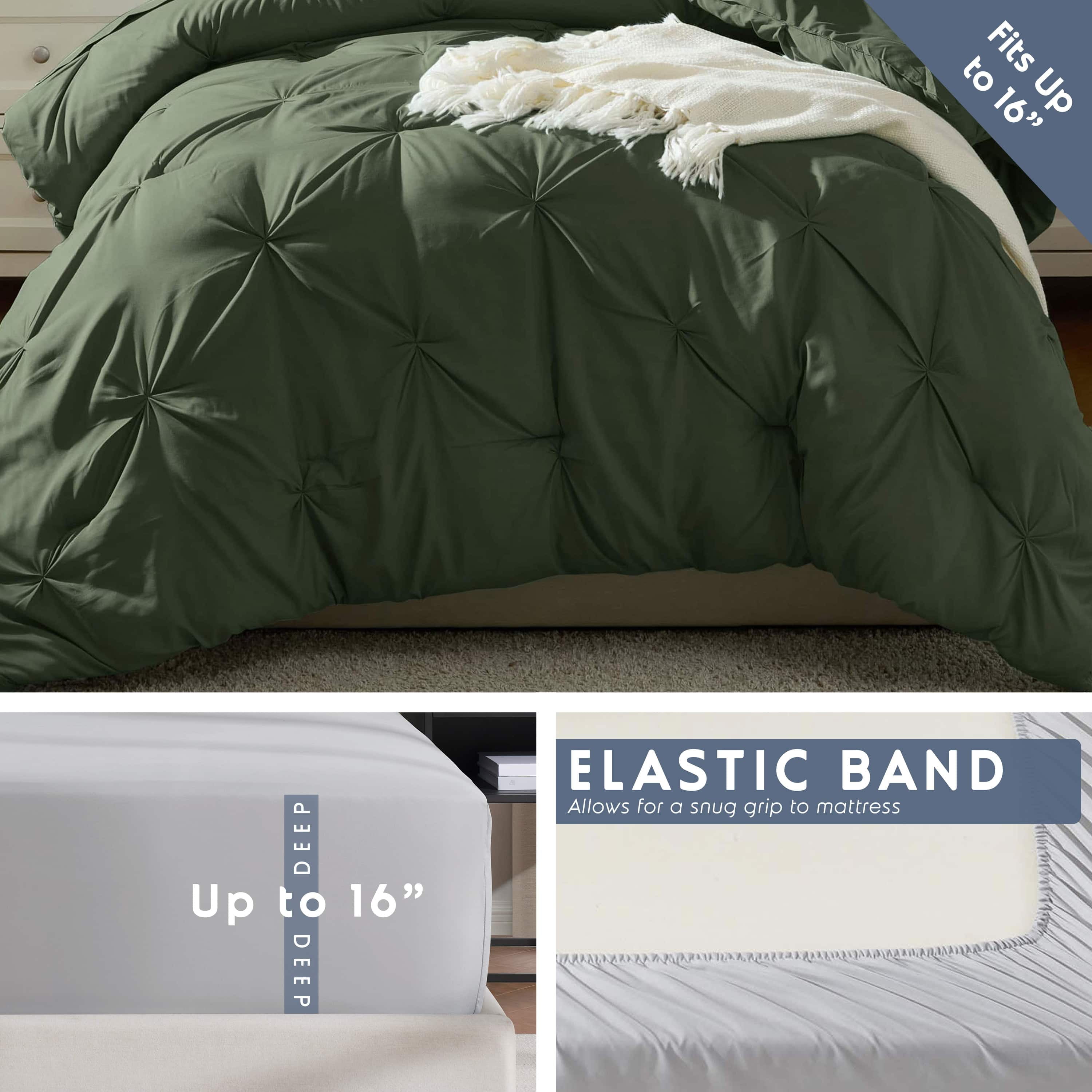 LammaLoe Twin Comforter Sets, 5 Piece Bed In A Bag Pintuck Bedding Sets, Grayish Purple
