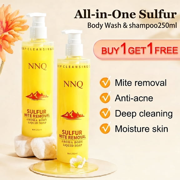 Tgideas Sulfur Soap Body Wash & Shower Gel, Refreshing Gentle Daily Cleanser, Hydrating Care for Dry Skin - For Men and Women