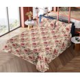 thumbnail image 4 of Ambesonne Flowers Boho Fitted & Flat Sheet with Shams 4 Pcs Set, Delicate Floral Boho, King, Dark Pink Pale Green, 4 of 5