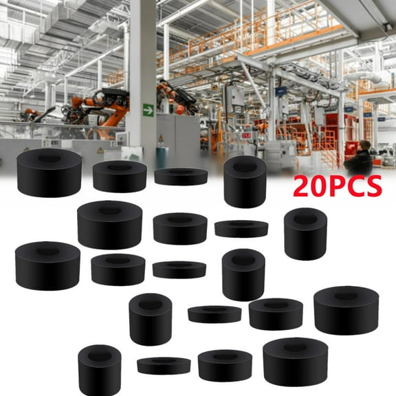 20 Pcs Multi Purpose Rubber Spacer 4 Sizes Spacers Thick Washer Rubber Bushings Washers for Screws Anti Vibration Spacer Bushings Flat Washer