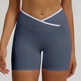 thumbnail image 2 of Biker Shorts for Women Cross Waist Yoga Workout Spandex Shorts Tummy Control Soft Athletic Running Gym Shorts, 2 of 7