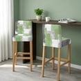 thumbnail image 2 of Sage Green Grey Oil Painting Bar Stool Cover Set of 2, Abstract Modern Geometric Stretch Bar Chair Cover, Removable Washable Pub Counter Stool Chair Slipcover for Kitchen Dining Room Pub Cafe, 2 of 9