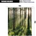 thumbnail image 4 of Nature Shower Curtain 72x72 Inch Bright Sunshine Tree Green Leaves Fresh Grass Landscape Woodland Scene Floral Fabric Waterproof Bathroom Home Decor Set 12 Plastic Hooks, 4 of 4