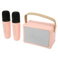thumbnail image 2 of Mini Karaoke Machine HiFi Dynamic Light Portable Bluetooth Speaker with 2 Wireless Microphone for Kids Adults Pink, 2 of 8