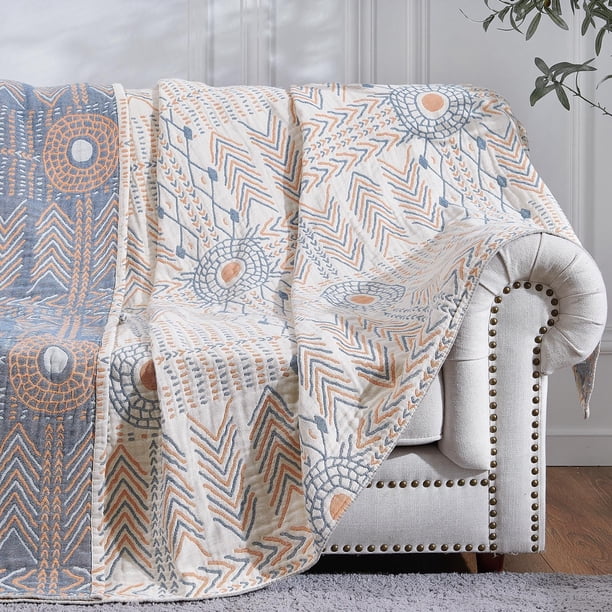 Manta jinchan Boho, 100% algodón, muselina, 130 x 150 cm, naranja