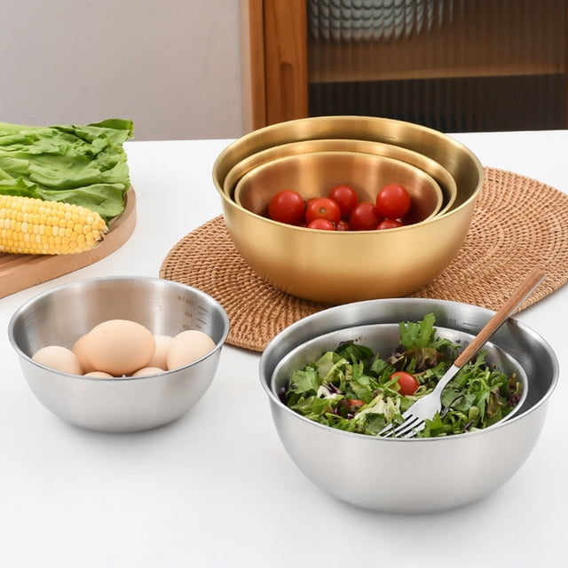 Lubelski Bol à Salade en Acier Inoxydable avec Échelle Multifonctions Bol de Céréales Épaissi Bpa-Libre Réutilisable Nouilles Riz Bol Alimentaire Réutilisable Soupe Bassin Fournitures de Cuisine
