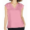 thumbnail image 2 of Michael Kors Womens Flutter-Sleeve Ruffled Blouse, Pink, Large, 2 of 2