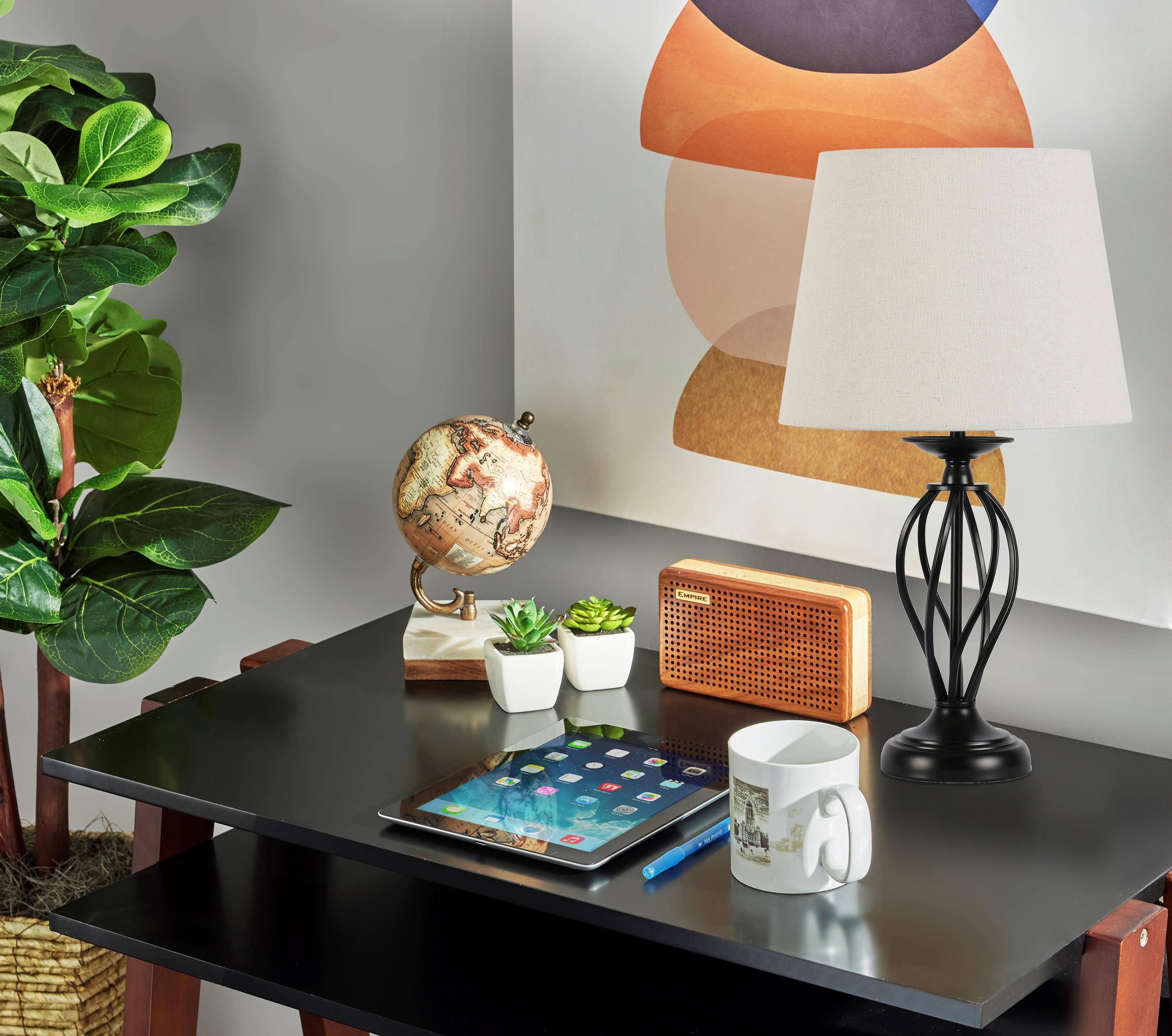 Better Homes & Gardens 14 in Height Small Black Finish Metal Cage Accent Lamp Base, Transitional Design, Idea All Rooms