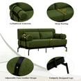 thumbnail image 3 of Modern Loveseat Sofa 59" Sofa Couch 2-Seater Sofa with Flexible USB Ports , Unique Cylindrical Armrests for Living Room, Green, 3 of 5