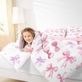 thumbnail image 5 of Homewish Kawaii Bow Tie Bedding Comforter Set,Ribbon Bowknot Twin Comforter Sets,White Pink Bedding Set For Girl Kids,Luxury Bedroom Decor Reversible,2pcs, 5 of 9