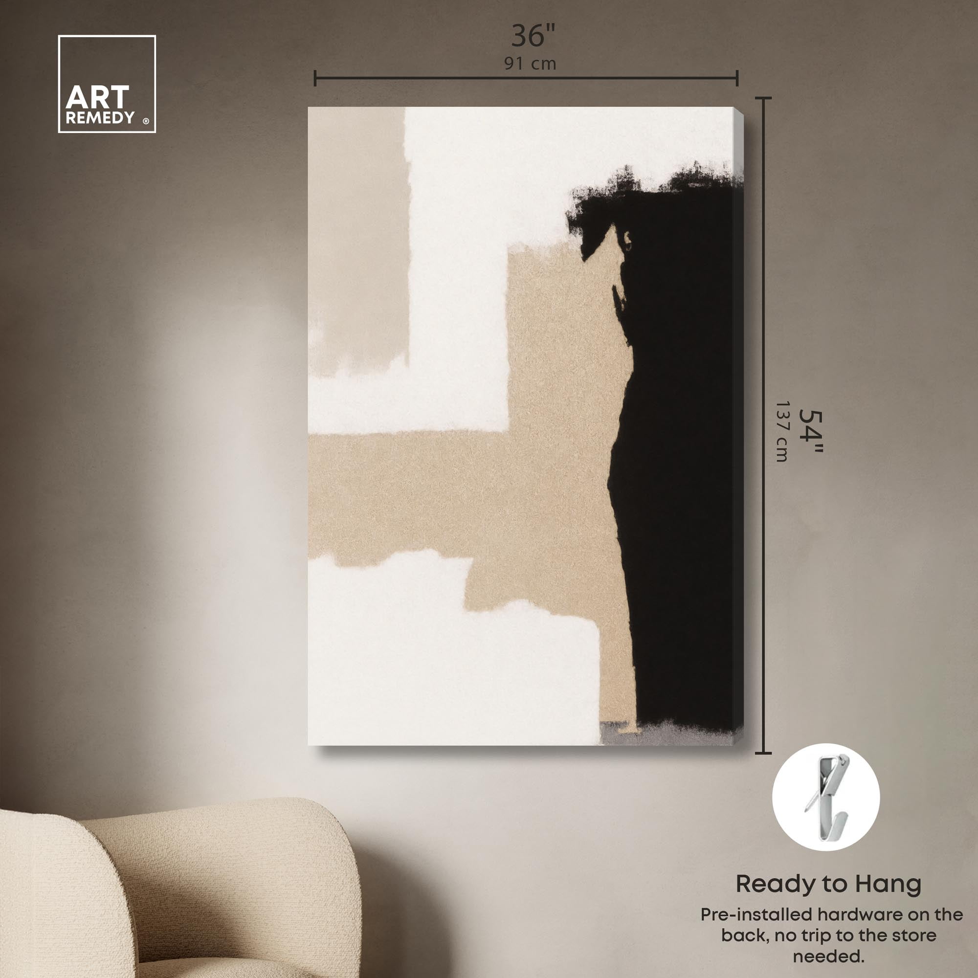 Earth and Ink III Canvas Neutral Wall Decor by Art Remedy, Gallery Wrapped, 36 x 54