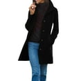 thumbnail image 2 of Women's Long Coats Single Breasted Pea Coat Winter Casual Blazer Jacket Trench Coat Black XL, 2 of 9