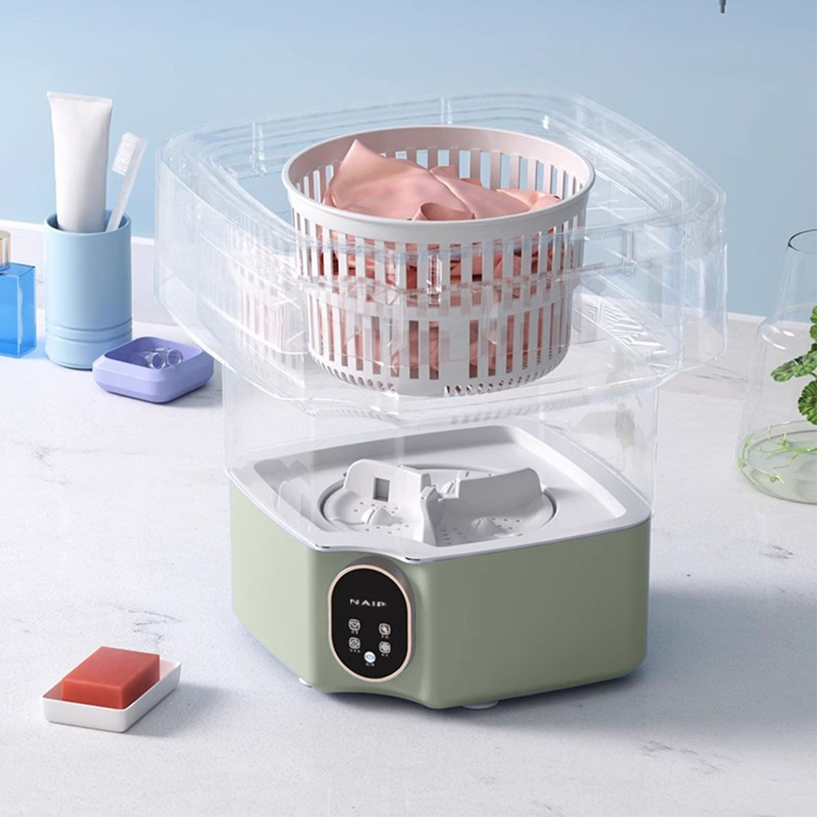 Bpyeka Machine Wash Small Washing Machine Portable Home Folding Underwear Underwear Washing and Stripping Integrated Lazy,Washing Machine,Home Essentials