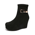 thumbnail image 2 of KANG Ankle Boots Retro Round Toe Slip On Chunky Low Heel Booties Comfortable Casual Footwear For Daily Wear Black 41, 2 of 7
