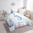 thumbnail image 2 of Erosebridal Kawaii Seahorse 7-Piece Bedding Comforter Set,Ocean Animal Colorful Coral King Bedding Sets For Boys Kids,Reversible, 2 of 7